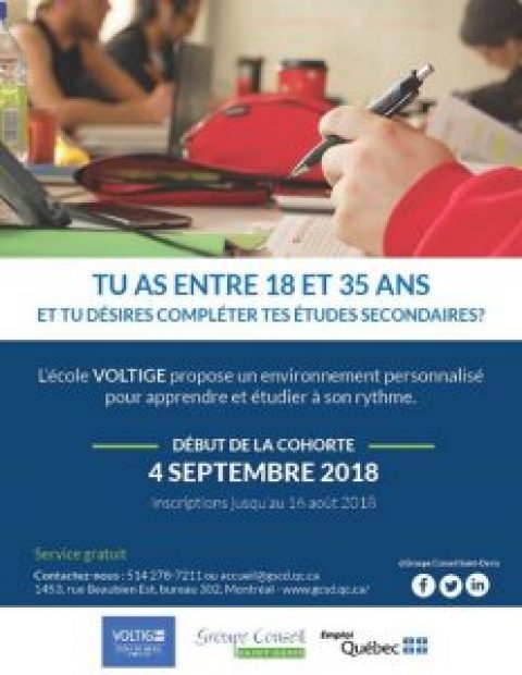 Deux programmes offerts à l’automne 2018 au Groupe Conseil Saint-Denis